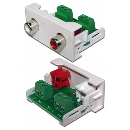 22.5x45 Mosaic insert with 2xRCA Stereo Audio, white